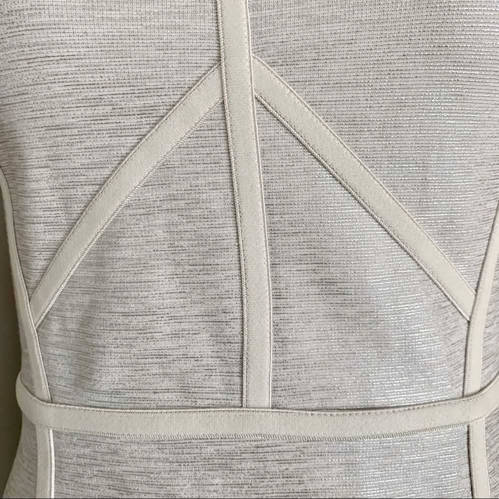 TOPSHOP White Knit Fit & Flare Skater Dress Open Back Zipper Shimmer Metallic - Picture 13 of 16
